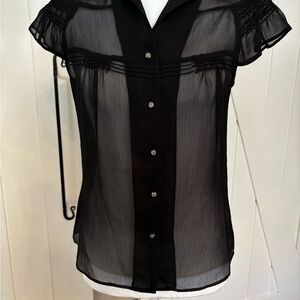 Banana Republic Sheer Black Blouse